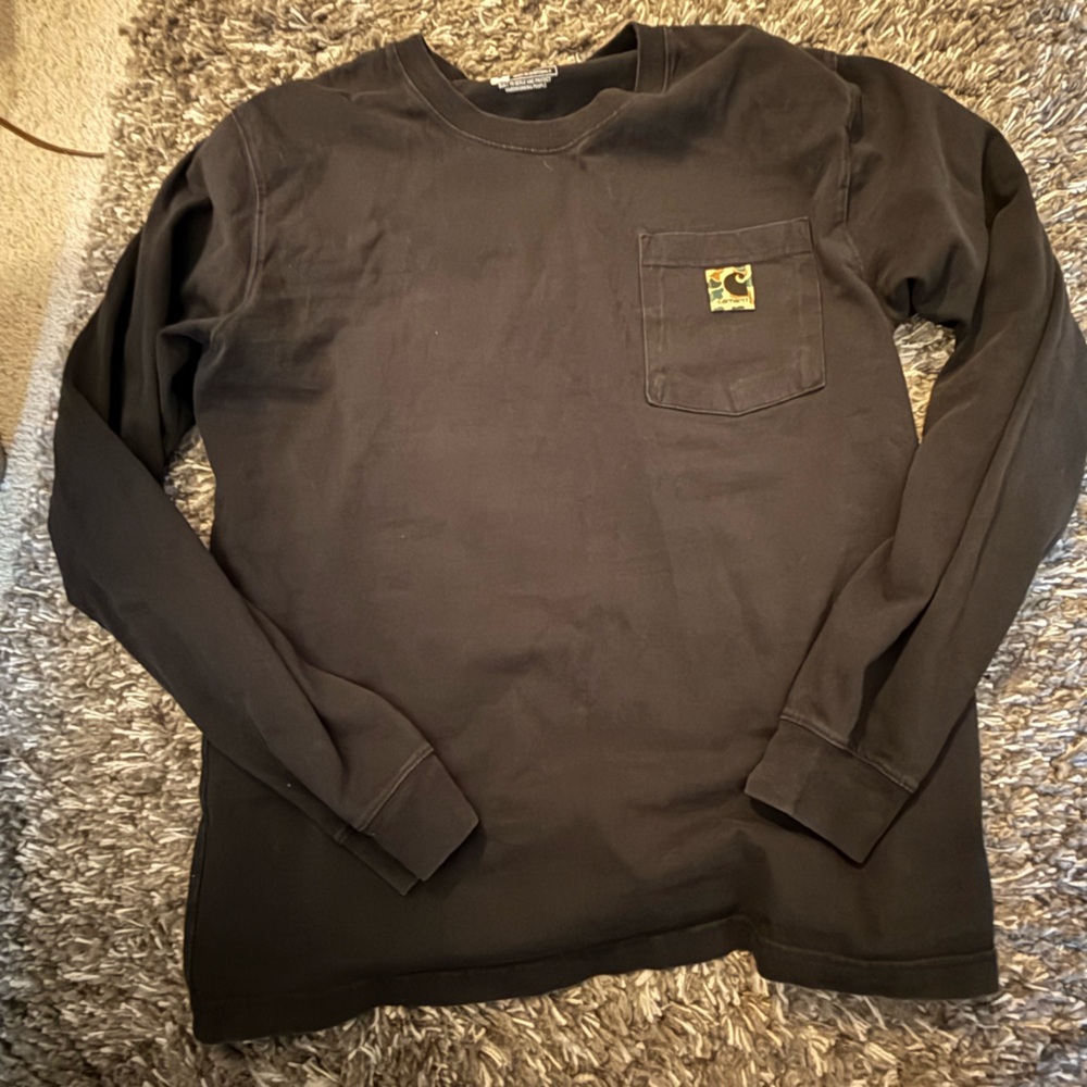 Carhartt Dark Gray and Camo Long Sleeve Shirt with Pocket